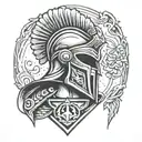 Tattoo with Leonidas helmet and shield of Sparta tattoo design idea
