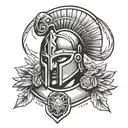 Tattoo with Leonidas helmet and shield of Sparta tattoo design idea