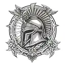 Tattoo with Leonidas helmet and shield of Sparta tattoo design idea