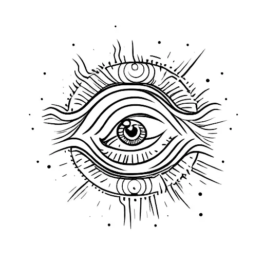eye with a tongue coming out of the bottom of the eyelid tattoo design idea