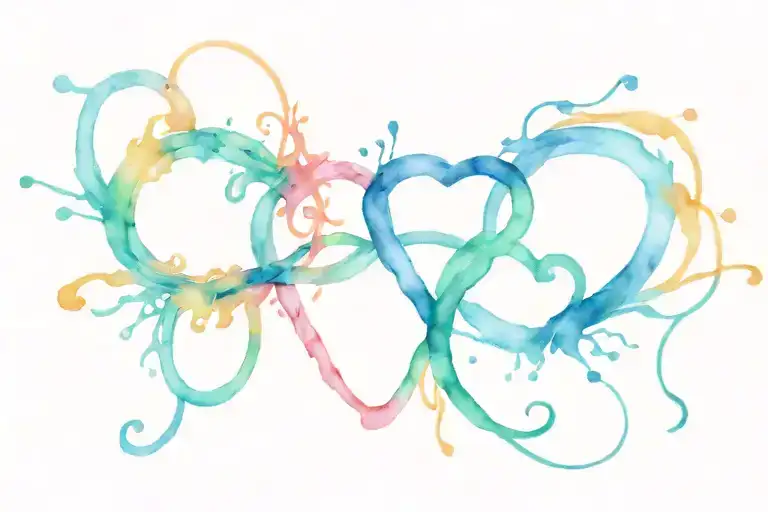 heartbeat connected to names intertwined tattoo design idea