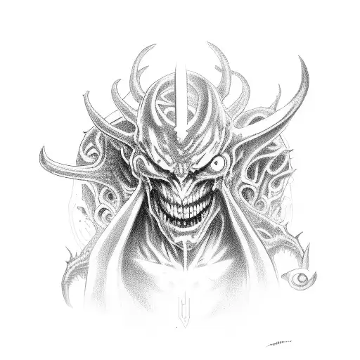 demon with 6 eyes tattoo design idea