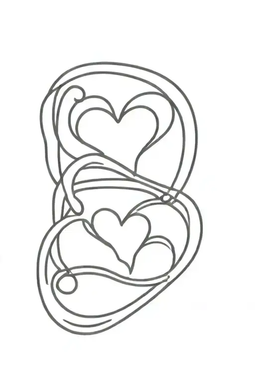 3 interlocking hearts kids initials intertwined tattoo design idea