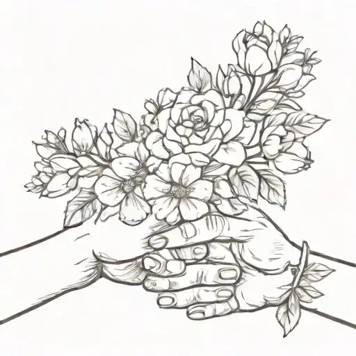 pinky promise with flowers   tattoo design idea