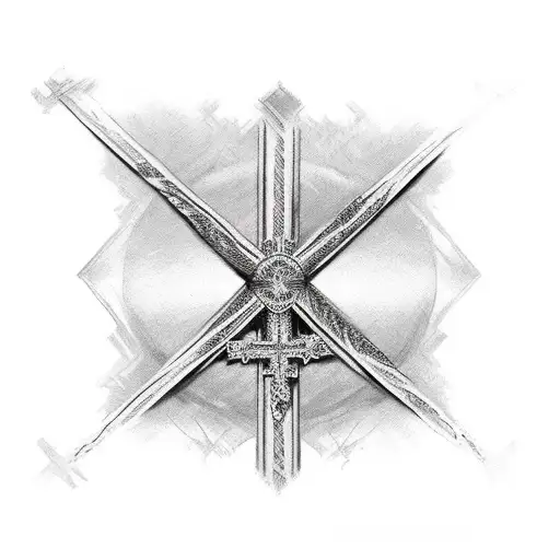 Christian cross ripped rag  tattoo design idea