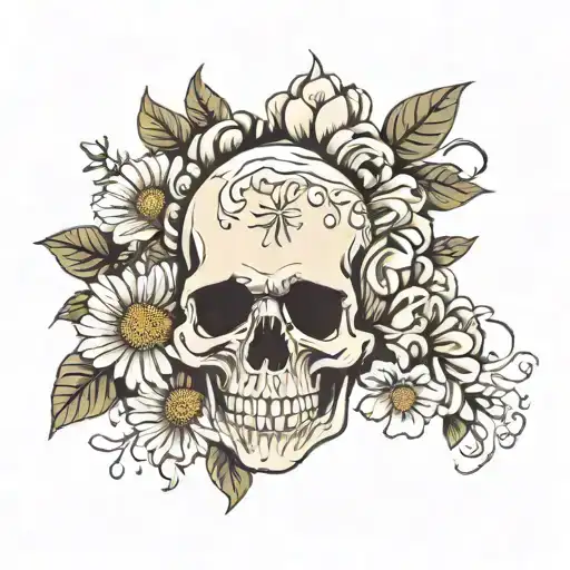 mom death with aster flower  tattoo design idea