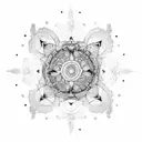 An intricate coffee bean mandala with an abacus in the center tattoo design idea