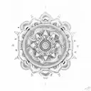An intricate coffee bean mandala with an abacus in the center tattoo design idea