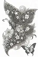 can you please create a tattoo inspired by the character named La Signora in Genshin Impact. I want it to be moth themed tattoo design idea