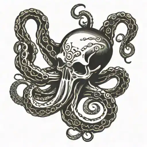 chisel and octopus tentacles tattoo design idea