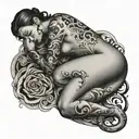 person curled up  tattoo design idea