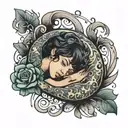 person curled up  tattoo design idea