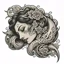 person curled up  tattoo design idea