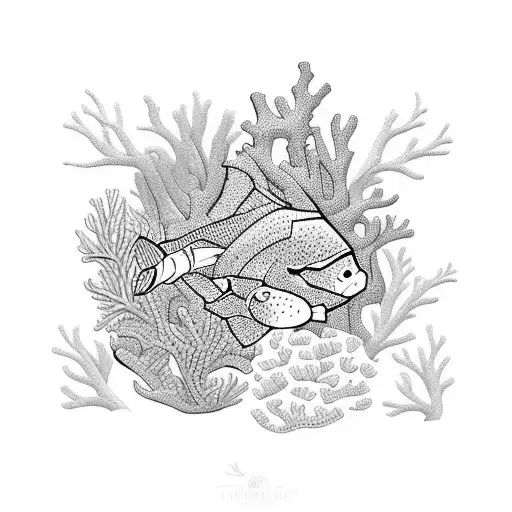 coral reef scene tattoo design idea