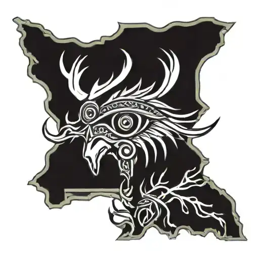 Iowa Hawkeye logo with deer antlers tattoo design idea