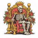 skeleton king sitting on throne tattoo design idea