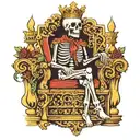 skeleton king sitting on throne tattoo design idea