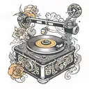 record player tattoo design idea