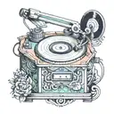 record player tattoo design idea