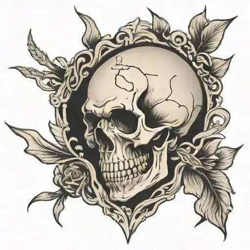 skull on knee tattoo design idea