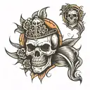 skull on knee tattoo design idea