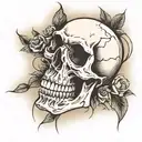 skull on knee tattoo design idea