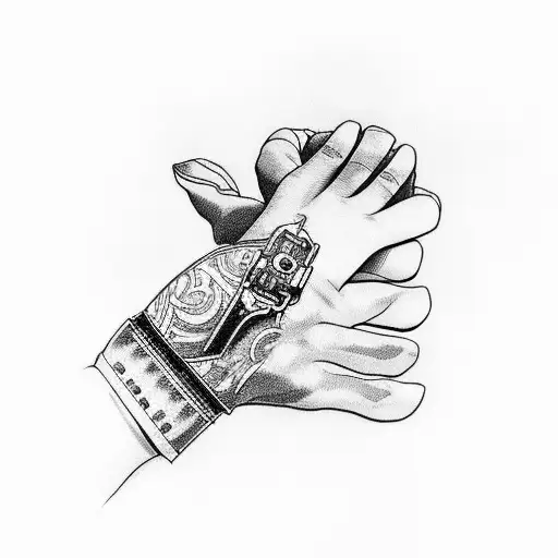 A driver's hand holding a steering wheel with anime characters as passengers tattoo design idea