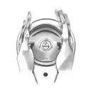 A driver's hand holding a steering wheel with anime characters as passengers tattoo design idea