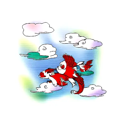 Yakuza dragons waves clouds koi fish tattoo design idea