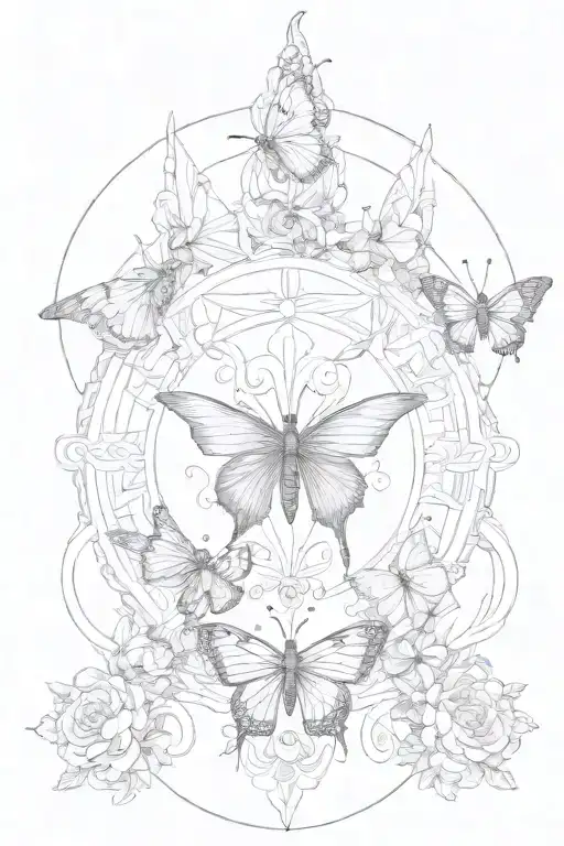 RIP DAD butterflies fluttering tattoo design idea