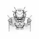 A dotwork design featuring a powerful mech robot inspired by Japanese manga tattoo design idea