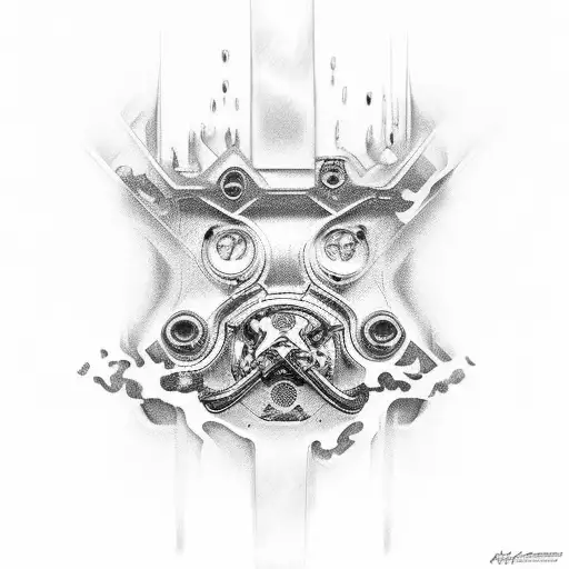 burning pistons tattoo design idea