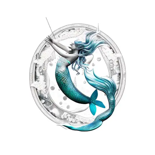 Mermaid, Pisces, daffodils  tattoo design idea