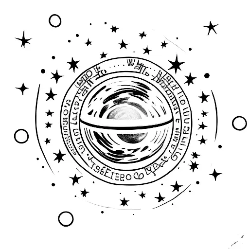 saturno con estrellas con la frase Star Lost tattoo design idea