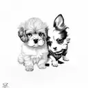shi tazu and cavalier King Charles  tattoo design idea