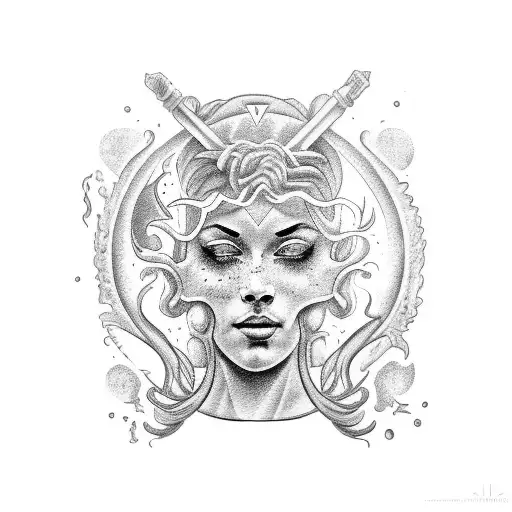 A tattoo image showing Aquarius pouring onto Gemini faces could feature two faces side by side, representing the Gemini  tattoo design idea