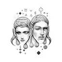  Aquarius pouring onto Gemini faces could feature two faces side by side, representing the Gemini  tattoo design idea