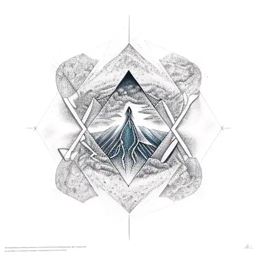 volcano, triangle, quantum tunneling, maya  tattoo design idea