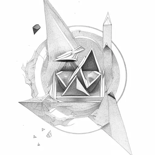 volcan, triangle, quantum tunneling, maya  tattoo design idea