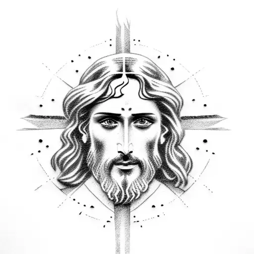 Jesus face tattoo design idea