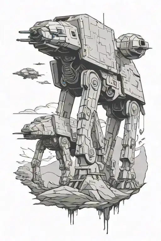 Mammen style Jedi riding AT-AT tattoo design idea
