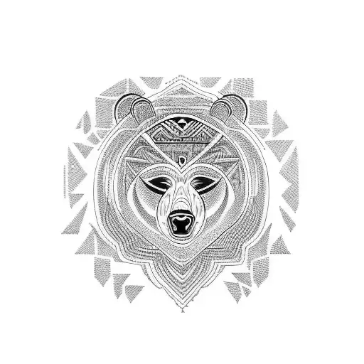 Incorporate traditional tribal patterns from various cultures into a bear tattoo design tattoo design idea