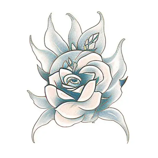 Jasmine flower with a devil girl  tattoo design idea