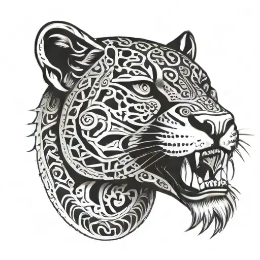 Jaguar aztec tattoo design idea
