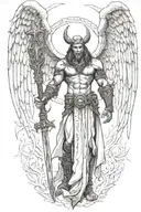 Tyreal angel from  Diablo II, holding spear tattoo design idea