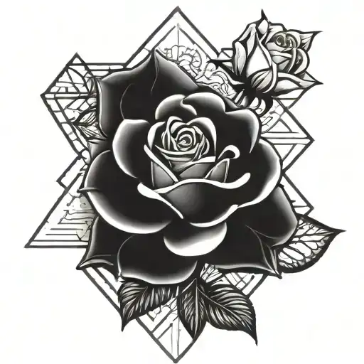 Ayala-inspired geometric design incorporating roses tattoo design idea
