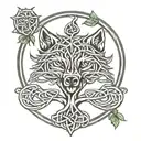 Celtic knot tree of life wolf head emerging tattoo design idea