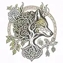 Celtic knot tree of life wolf head emerging tattoo design idea