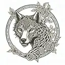Celtic knot tree of life wolf head emerging tattoo design idea