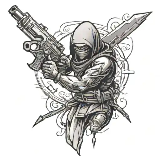 bullet, ninja tattoo design idea